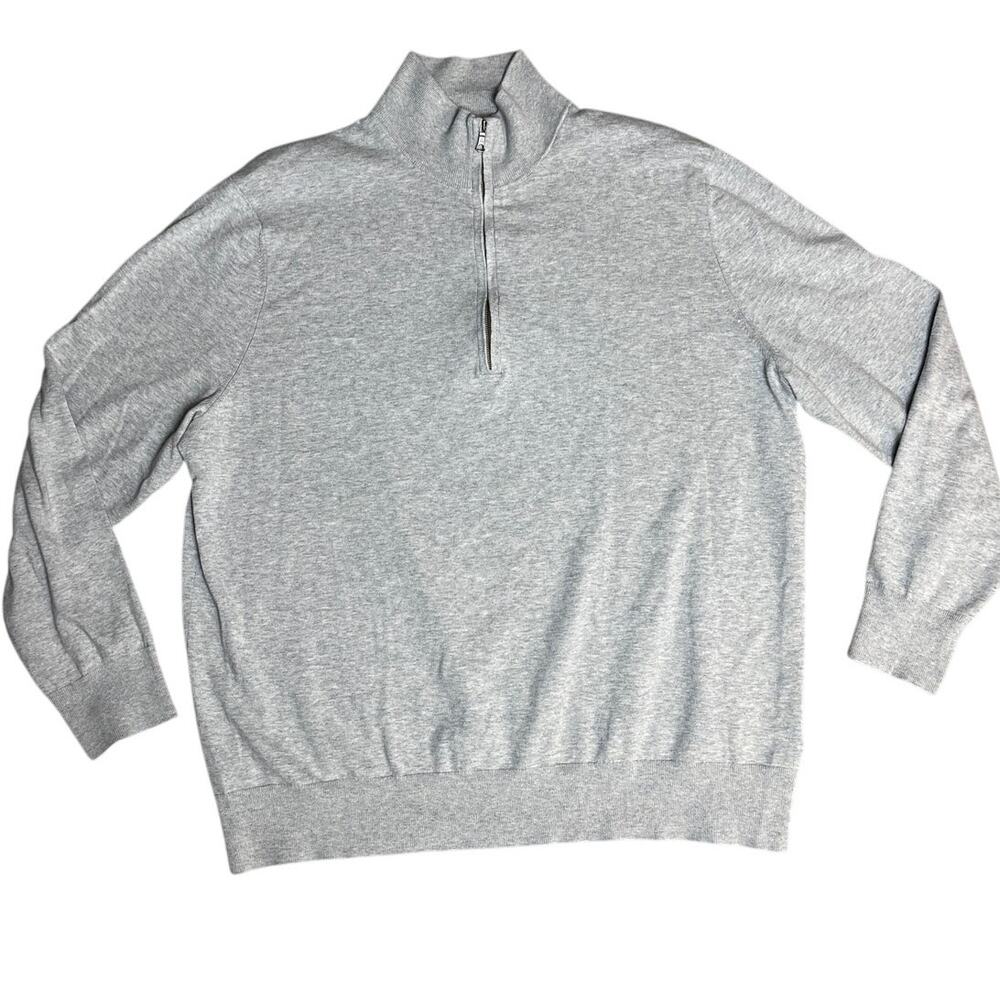 Brooks Brothers Light Gray 1/4 Zip Collared‎ Combed Cotton Size XXL